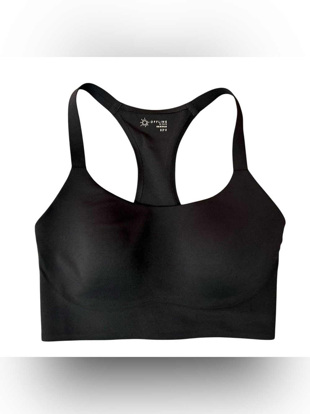 Offline by Aerie Real Me Hold Up! Racerback Sports Bra in Black Size Small